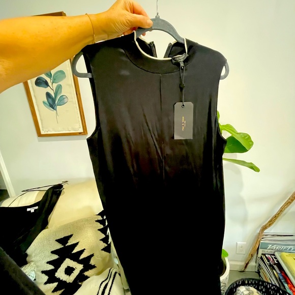 RAG & BONE Silk Black Sporty dress Zip back NWT - Picture 4 of 8
